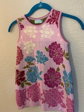 Oleana from Norway Pink Floral Knit Tank shift dress